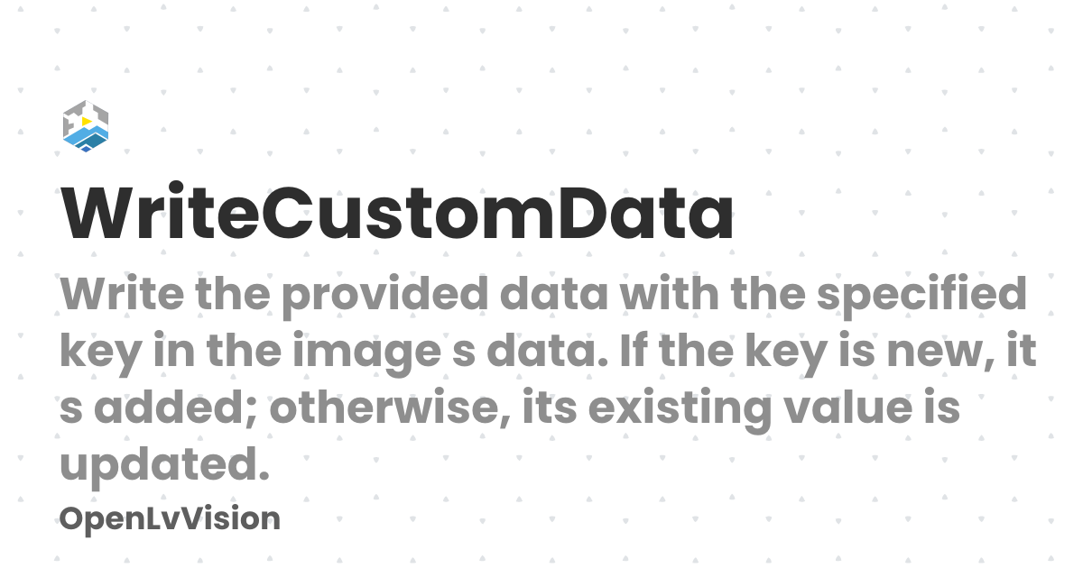 WriteCustomData | OpenLvVision